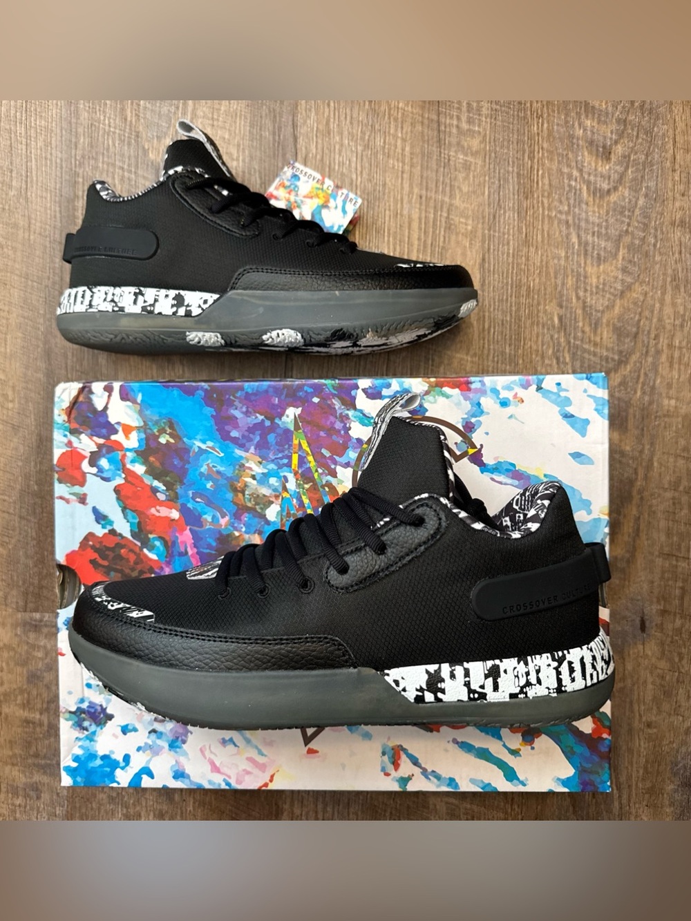 Crossover Culture Varsity Low Black White Men’s Size 10.5 Sneakers